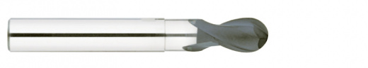 Фреза концевая сферическая D-POWER с 2-мя зубьями (спираль 30°) с шейкой для обработки графита укороченная. 10X10X15(30)X80