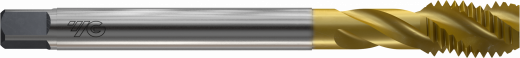Метчик из быстрорежущей стали SPIRAL FLUTE SYNCHRO HSS-PM для метрической резьбы ISO-DIN 13 с винтовыми канавками с покрытием TiN, M10x1.5 6H 100.0L